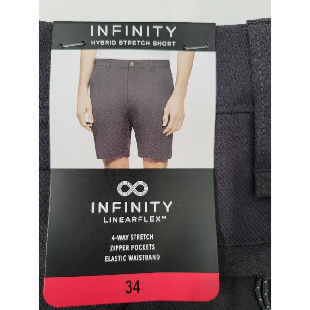 Infinity Men's 34 LINEARFLEX Black PERFORMANCE Stretch Short  NWT
